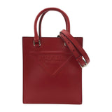 プラダ PRADA トライアングルミニトートバッグ 1BA333 レッド シルバー金具 ソフトカーフ レディース ショルダーバッグ