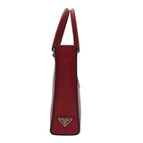 プラダ PRADA トライアングルミニトートバッグ 1BA333 レッド シルバー金具 ソフトカーフ レディース ショルダーバッグ