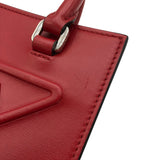 プラダ PRADA トライアングルミニトートバッグ 1BA333 レッド シルバー金具 ソフトカーフ レディース ショルダーバッグ