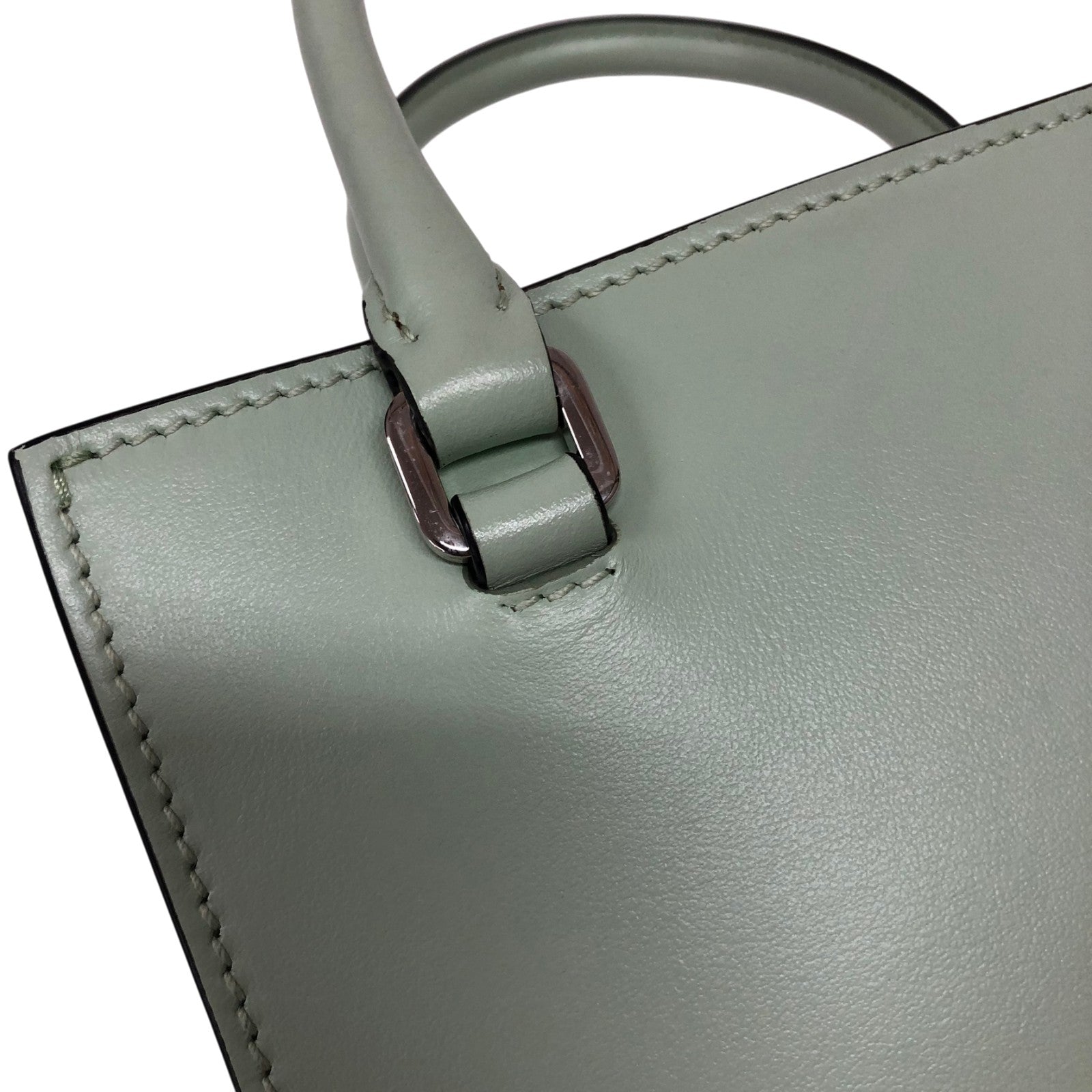 プラダ PRADA トライアングルミニトートバッグ 1BA333 ミントグリーン シルバー金具 ソフトカーフ レディース ショルダーバッグ プラダ PRADA トライアングルミニトートバッグ 1BA333 ミントグリーン