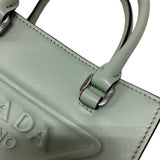 プラダ PRADA トライアングルミニトートバッグ 1BA333 ミントグリーン シルバー金具 ソフトカーフ レディース ショルダーバッグ