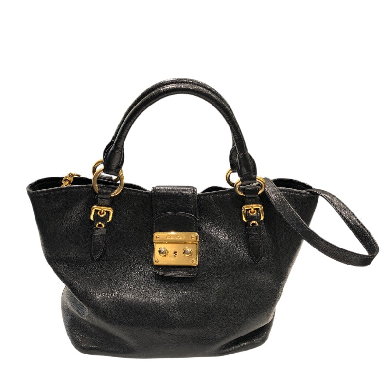 ミュウミュウ miu miu マドラスハンドバッグ ブラック レザー
