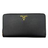 プラダ PRADA ロングジップウォレット ブラック サフィアーノレザー レディース 長財布
