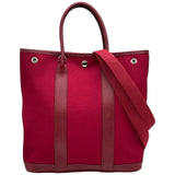 エルメス HERMES ガーデンファイルPM □J刻印 ルージュ トワル/レザー レディース ショルダーバッグ