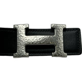 エルメス HERMES コンスタンス ベルト 80cm □L ブラック/ブルードプリュス ボックスカーフ/トゴ メンズ ベルト