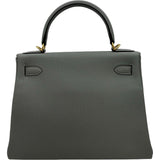 エルメス HERMES ケリー28 内縫い W刻 ブルーグラシエ ゴールド金具 トゴ レディース ショルダーバッグ