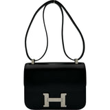 エルメス HERMES コンスタンス24 ミロワール W刻 ブラック シルバー金具 ボックスカーフ レディース ショルダーバッグ