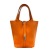 エルメス HERMES ピコタンロックPM U刻 オレンジ シルバー金具 トリヨン レディース ハンドバッグ