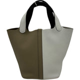 エルメス HERMES ピコタンロックPM トリコロール W刻 ニューグリペール/ベージュマルファー/マカサー シルバー金具 トリヨン レディース ハンドバッグ