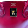 エルメス HERMES オータクロア32 〇Z刻 ルージュヴィフ ゴールド金具 ボックスカーフ レディース ハンドバッグ