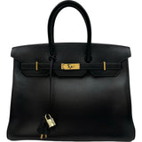 エルメス HERMES バーキン35 □H刻 ブラック ゴールド金具 アルデンヌ レディース ハンドバッグ
