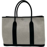 エルメス HERMES ガーデンパーティ PM Y刻印 ホワイト/ブラック シルバー金具 トワル レディース トートバッグ
