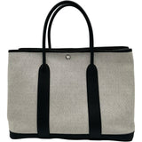 エルメス HERMES ガーデンパーティ PM Y刻印 ホワイト/ブラック シルバー金具 トワル レディース トートバッグ