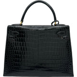 エルメス HERMES ケリー28 外縫い ○V刻印 ブラック ゴールド金具 ポロサス レディース ハンドバッグ