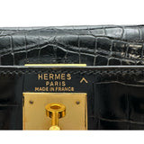 エルメス HERMES ケリー28 外縫い ○V刻印 ブラック ゴールド金具 ポロサス レディース ハンドバッグ