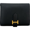 エルメス HERMES ベアンコンパクト ブラック ゴールド金具 エプソン レディース 二つ折り財布