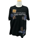 ルイ・ヴィトン LOUIS VUITTON ダミエ総柄ショートスリーブニットトップス HTN10W ブラック コットン メンズ ニット