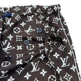 ルイ・ヴィトン LOUIS VUITTON モノグラム総柄シルクパンツ FNPX80 ブラウン シルク レディース パンツ