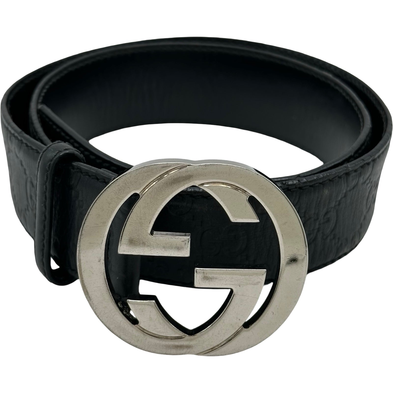 グッチ GUCCI インターロッキング ベルト 114984 ブラック グッチシマ