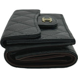 シャネル CHANEL スモールフラップ ウォレット AP0230 ブラック ゴールド金具 キャビア レディース 三つ折り財布