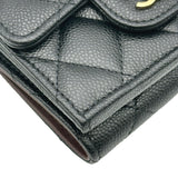シャネル CHANEL スモールフラップ ウォレット AP0230 ブラック ゴールド金具 キャビア レディース 三つ折り財布