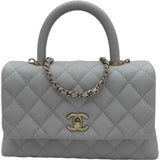 シャネル CHANEL ココハンドル XS A92990 27番台 グレー ゴールド金具 キャビアスキン レディース ハンドバッグ