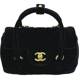 シャネル CHANEL 2WAY チェーンショルダー ブラック ゴールド金具 ベルベット レディース ショルダーバッグ