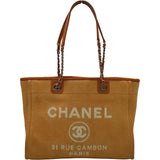 シャネル CHANEL ドーヴィル チェーントートMM A67001 20番台 オレンジ キャンバス レディース トートバッグ
