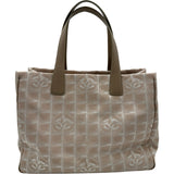 シャネル CHANEL ニュートラベルライントートMM A15991 8番台 ピンクベージュ ゴールド金具 ナイロンジャガード レディース トートバッグ