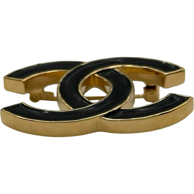 シャネル CHANEL ココマーク ブローチ ブラック ゴールド金具 メタル