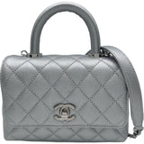 シャネル CHANEL ココハンドル XXS AS2215 シルバー シルバー金具 キャビアスキン レディース ハンドバッグ