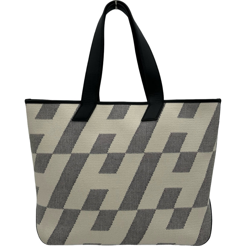 HERMES グレー チェック柄 トートバッグ エルメス HERMES HアンビエGM Z刻 ホワイト/グレー トワルソーアッシュ