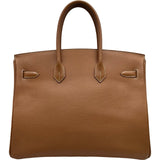 エルメス HERMES バーキン35 □H刻 ゴールド ゴールド金具 エプソン レディース ハンドバッグ