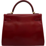 エルメス HERMES ケリー32 □H刻 ルージュヴィフ ゴールド金具 ボックスカーフ レディース ハンドバッグ