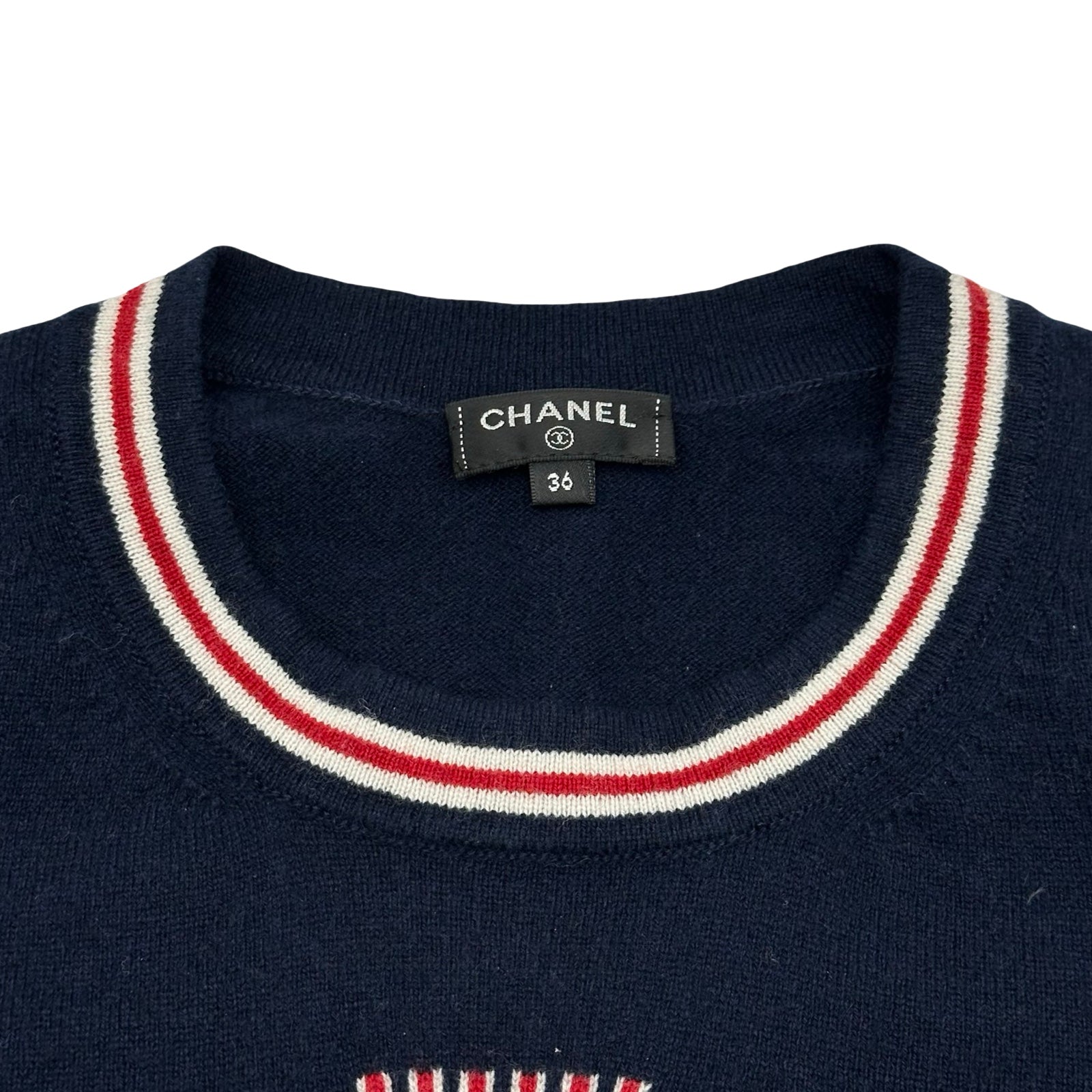 シャネル CHANEL No5ロゴカシミヤニットセーター P70307 ネイビー カシミヤ レディース セーター シャネル CHANEL No5ロゴカシミヤニットセーター P70307 ネイビー
