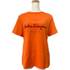 サルヴァトーレ・フェラガモ Salvatore Ferragamo フロントラバーロゴ半袖Tシャツ 0727086 オレンジ コットン レディース 半袖Ｔシャツ