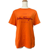 サルヴァトーレ・フェラガモ Salvatore Ferragamo フロントラバーロゴ半袖Tシャツ 0727086 オレンジ コットン レディース 半袖Ｔシャツ