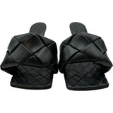 ボッテガ・ヴェネタ BOTTEGA VENETA イントレチャート ヒールサンダル ブラック レザー レディース サンダル