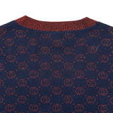 グッチ GUCCI インターロッキングGラメニットカーディガン 605910 ネイビー ウール メンズ カーディガン