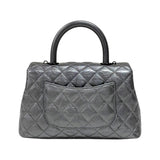 シャネル CHANEL ココハンドルXS A92990 メタリックシルバー ブラック金具 エイジドカーフ レディース ハンドバッグ ショルダーバッグ