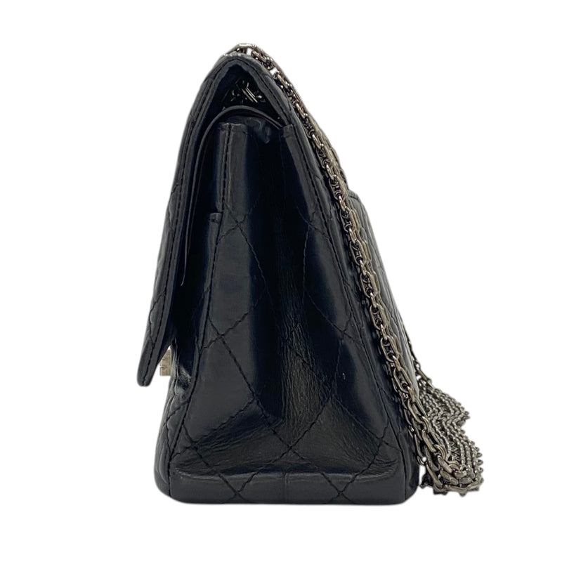シャネル CHANEL 2.55ラージフラップバッグ A37587 13番台 ブラック シルバー金具 ラムスキン レディース ショルダーバッグ シャネル CHANEL 2.55 ラージ フラップバッグ A37587 ブラック
