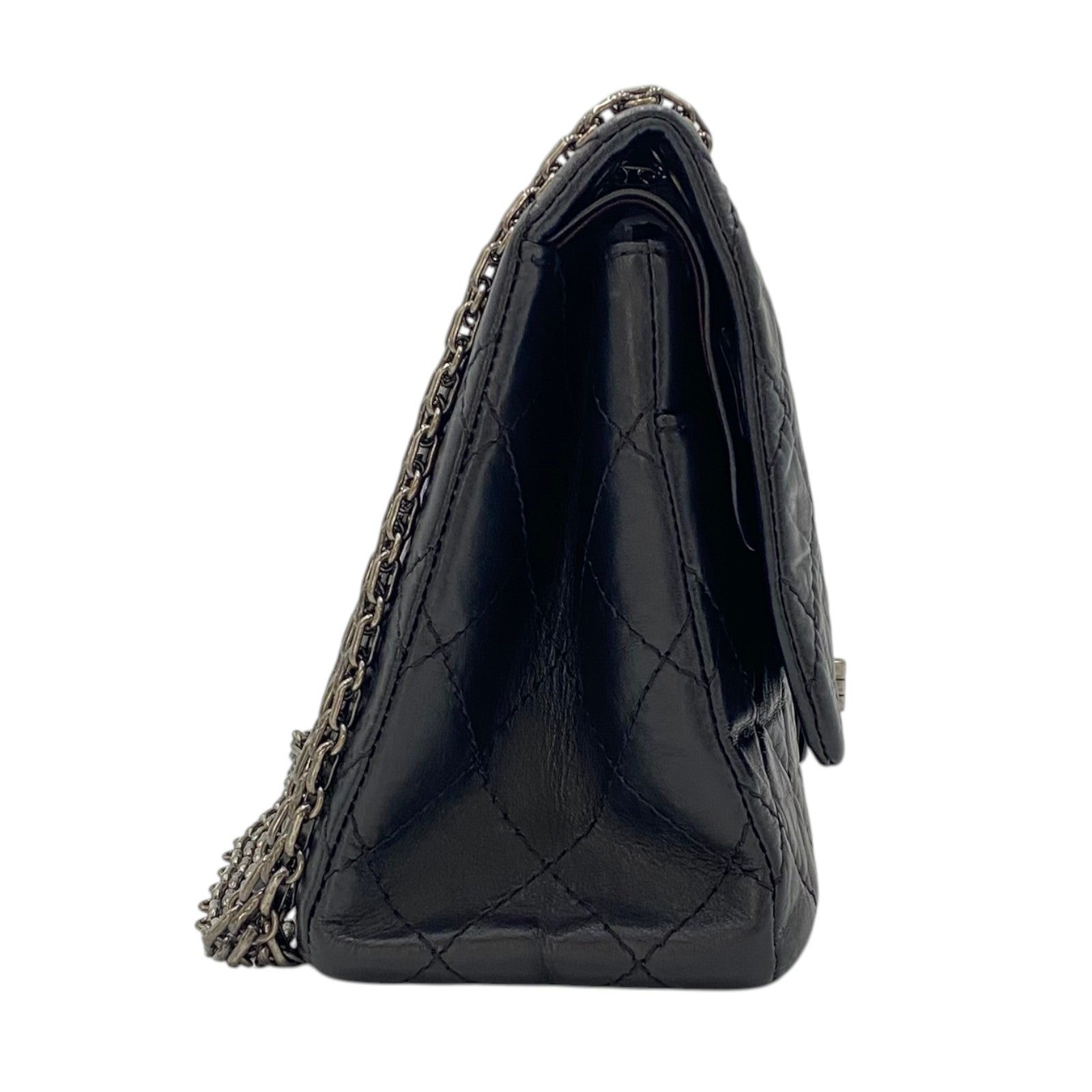 シャネル CHANEL 2.55 ラージ フラップバッグ A37587 ブラック シルバー金具 エイジドカーフ レディース ショルダーバッグ シャネル CHANEL 2.55 ラージ フラップバッグ A37587 ブラック