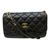 シャネル CHANEL ワイルドステッチフラップバッグ ブラック　ゴールド金具 ラム レディース ショルダーバッグ
