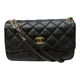 シャネル CHANEL ワイルドステッチフラップバッグ ブラック　ゴールド金具 ラム レディース ショルダーバッグ