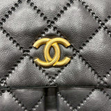 シャネル CHANEL ワイルドステッチフラップバッグ ブラック　ゴールド金具 ラム レディース ショルダーバッグ
