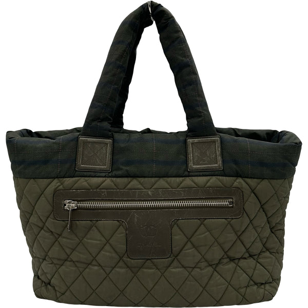 CHANEL ココ・コクーン トートバッグ シャネル CHANEL コココクーントートGM A47107 18番台 カーキ/チェック