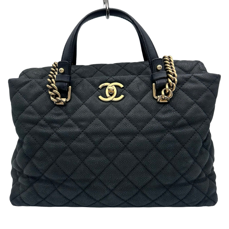 シャネル CHANEL マトラッセ チェーントートバッグ ブラック ゴールド 