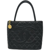 シャネル CHANEL 復刻トート A01804 6番台 ブラック ゴールド金具 キャビア レディース ハンドバッグ