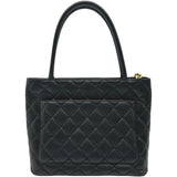 シャネル CHANEL 復刻トート A01804 6番台 ブラック ゴールド金具 キャビア レディース ハンドバッグ