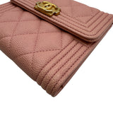 シャネル CHANEL ボーイシャネルスモールフラップウォレット A80734 25番台 ブラック ゴールド金具 キャビアスキン レディース 三つ折り財布